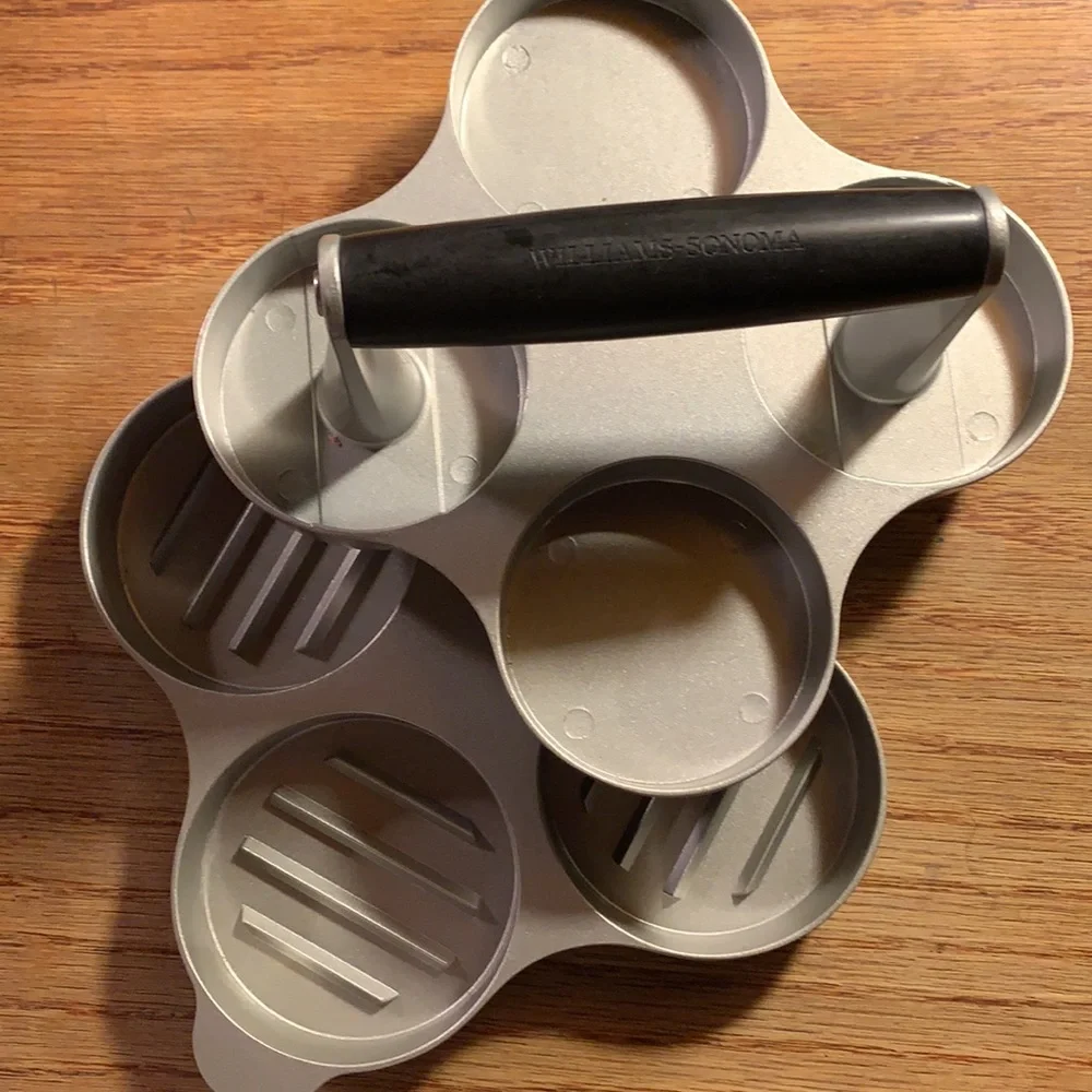 Williams-Sonoma mini 4 burgers/sliders press EUC